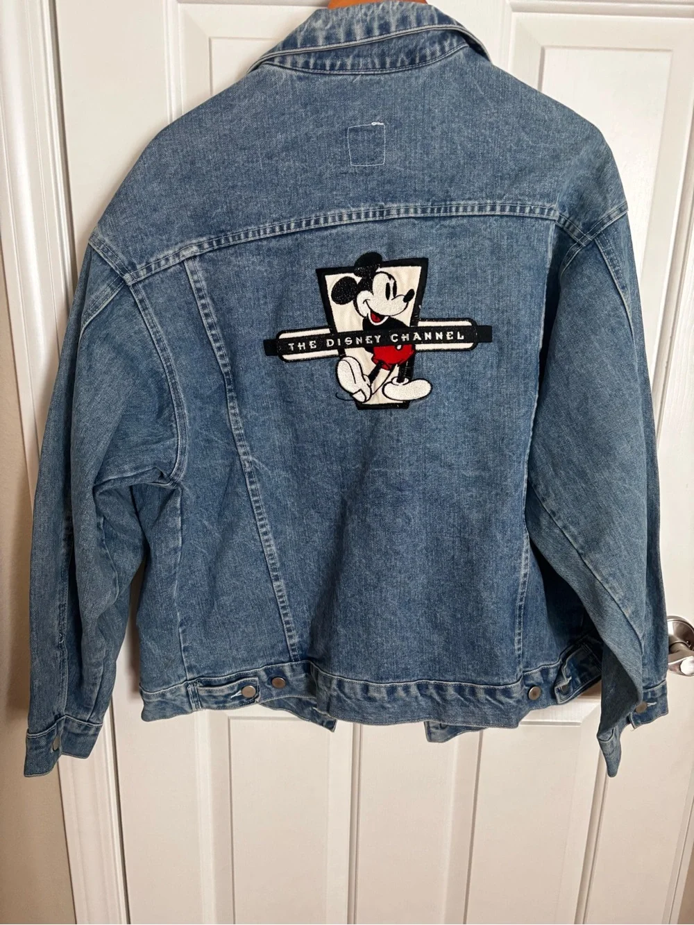 Vintage Disney Channel Unisex Blue Denim Jacket with Mickey Patch